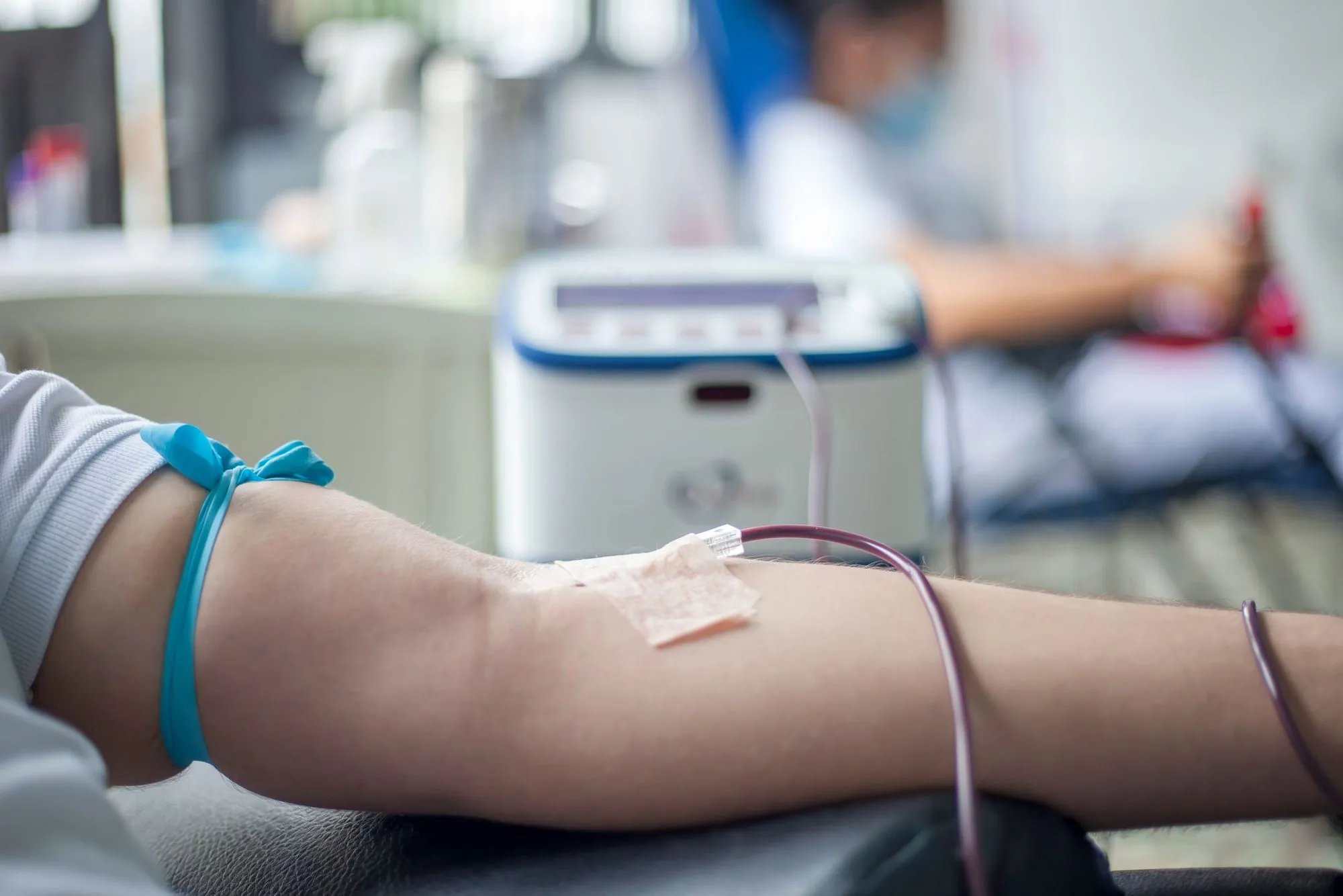 Close-up of an arm during blood donation